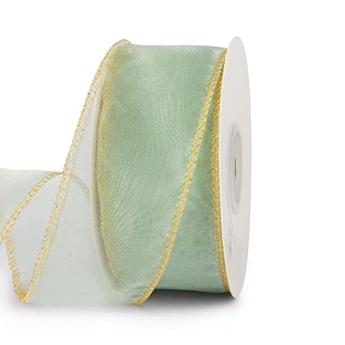 Geschenkband for Kuchen, Basteln for Verpacken von Organza-Chiffon-Schleifen und Geschenken (Breite: 4 cm, Länge: 10 m)(Water Green) von RYRYR