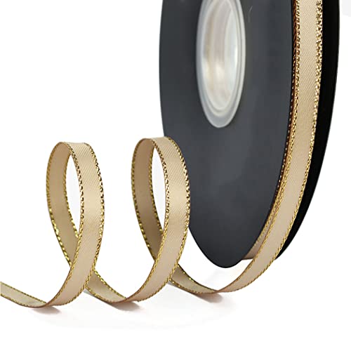 Geschenkband for Kuchen, Basteln for Verpacken von Valentinstags-, Hochzeits- und Party-Dekorationen (Breite: 6 mm, Länge: 45 m)(Champagne Gold) von RYRYR