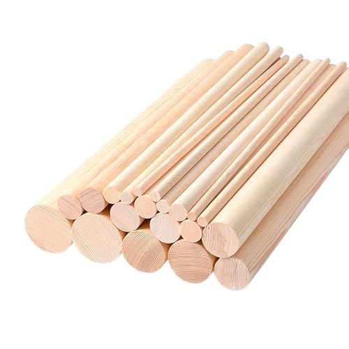 Holzstreifen for Basteln, 2 Stück Dübelstangen, 3–6 cm Durchmesser, unbehandelte runde Hartholzstäbe for Heimwerkerarbeiten, 30 cm lang(5cm) von RYRYR