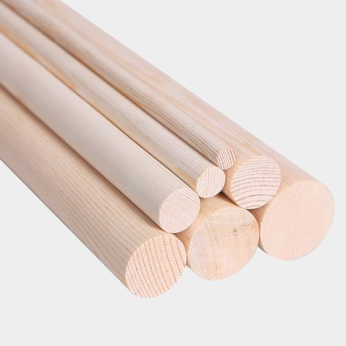 Holzstreifen for Basteln, 2 Stück Dübelstangen, 40 cm lang, unbehandeltes rundes Hartholz, DIY-Basteln, 1–2,5 cm Durchmesser(1.5cm) von RYRYR