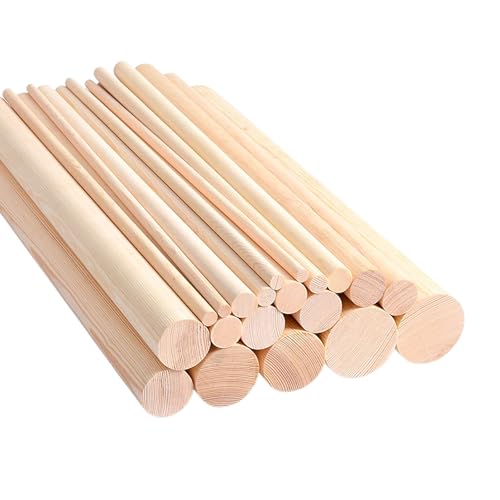 Holzstreifen for Basteln, 5 Stück Dübelstangen, 1–2,5 cm Durchmesser, 10 cm lang, unbehandelt, rund, aus Hartholz, for Selbermachen(2.5cm) von RYRYR
