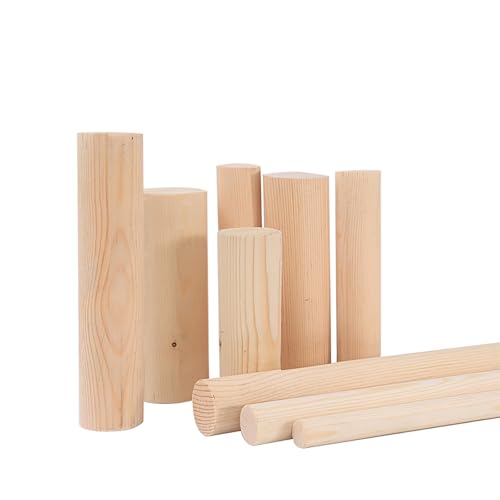 Holzstreifen for Basteln, 5 Stück Dübelstangen, 1–3 cm Durchmesser, unbehandeltes rundes Hartholz, DIY-Bastelarbeiten, 10 cm lang(1.5cm) von RYRYR