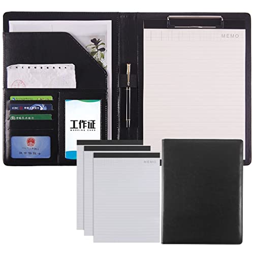 Ordner-Organizer, Padfolio, Notizblock, A4, Leder-Portfolio, Business-Konferenz-Organizer, Präsentation, Business-Aufbewahrung, Schreibblock, Ordner for Damen und Herren mit Notizbüchern(Black) von RYRYR