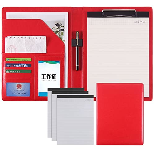 Ordner-Organizer, Padfolio, Notizblock, A4, Leder-Portfolio, Business-Konferenz-Organizer, Präsentation, Business-Aufbewahrung, Schreibblock, Ordner for Damen und Herren mit Notizbüchern(Red) von RYRYR