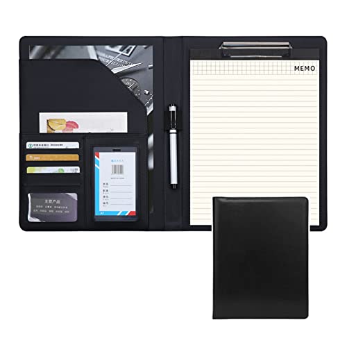 Ordner-Organizer, Padfolio, Notizblock, A4, Portfolio, Ringbuch mit Leder-Schreibblock, Business-Notizbuch, Lebensläufe, Dokumentenhalter for Männer und Frauen(Black) von RYRYR