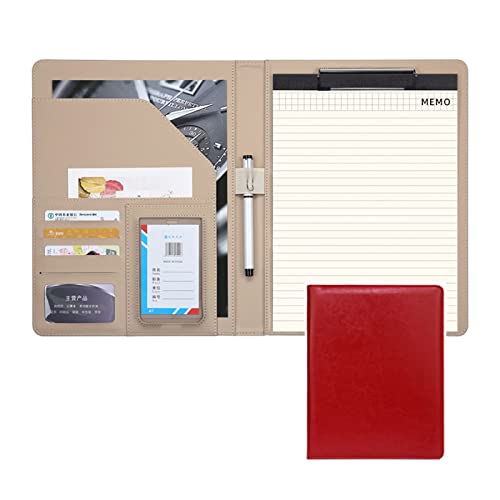 Ordner-Organizer, Padfolio, Notizblock, A4, Portfolio, Ringbuch mit Leder-Schreibblock, Business-Notizbuch, Lebensläufe, Dokumentenhalter for Männer und Frauen(Red) von RYRYR