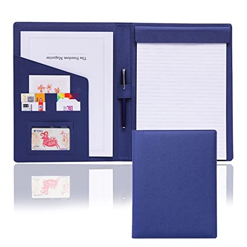 Ordner-Organizer, Padfolio, Notizblock, A4, Portfolio-Hülle, Binder-Organizer, Business mit Leder-Schreibblock, Konferenz for Männer und Frauen(Blue) von RYRYR