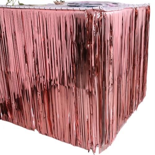 Party Tisch Rock Hochzeit Dekoration Geburtstag Decor 275 * 75cm Tischdecken(Rose Gold) von RYRYR