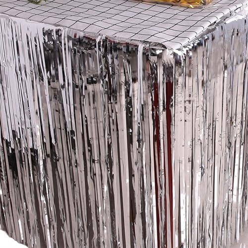 Party Tisch Rock Hochzeit Dekoration Geburtstag Decor 275 * 75cm Tischdecken(Silver) von RYRYR