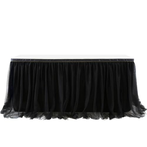 Party Tisch Röcke Geburtstag Tüll Tisch Röcke Hochzeit Tutu Party Home Decor(Black,6FT 1.83x0.77m) von RYRYR