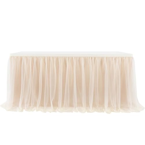 Party Tisch Röcke Geburtstag Tüll Tisch Röcke Hochzeit Tutu Party Home Decor(Champagne,8FT 2.43x0.77m) von RYRYR