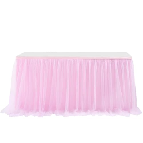 Party Tisch Röcke Geburtstag Tüll Tisch Röcke Hochzeit Tutu Party Home Decor(Pink,8FT 2.43x0.77m) von RYRYR