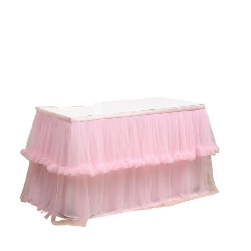 Party Tisch Röcke Party Hochzeit Tüll Esszimmer Dekoration Abdeckung for Empfang Bankett(Pink,77cmx185cm 6FT) von RYRYR