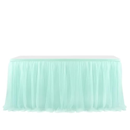 Party Tisch Röcke Tüll Hochzeit Tutu Geschirr Tuch Geschlecht Offenbaren Geburtstag Party Dekoration(Lake Blue,9FT 77x275cm) von RYRYR