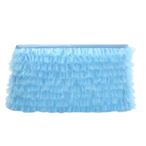 Party-Tischröcke, mehrschichtiger, heller Tüll for rechteckige/runde Tische, 6/9 Fuß Kuchen for Geburtstags-, Hochzeits- und Bankettdekoration(Blue,6FT 77X185CM) von RYRYR