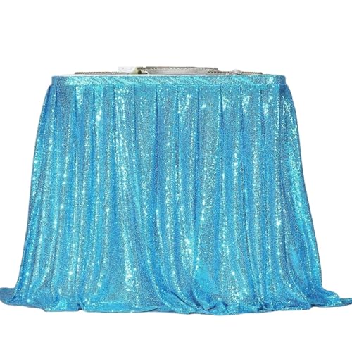 Party Tischröcke Tischdecke Glitter Sparkly Shimmer Rechteck Tischdecken for Geburtstagsparty-Event Hochzeitsdekor(Sky Blue,6ft 70x183cm) von RYRYR