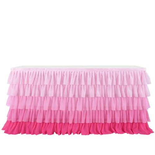 Party Tischröcke Tüll Tutu Tischdecke Geschirr for Geburtstagsdekorationen Bankett Hochzeit Home Party Tisch Suppliesa(Pink,9FT 77X275cm) von RYRYR