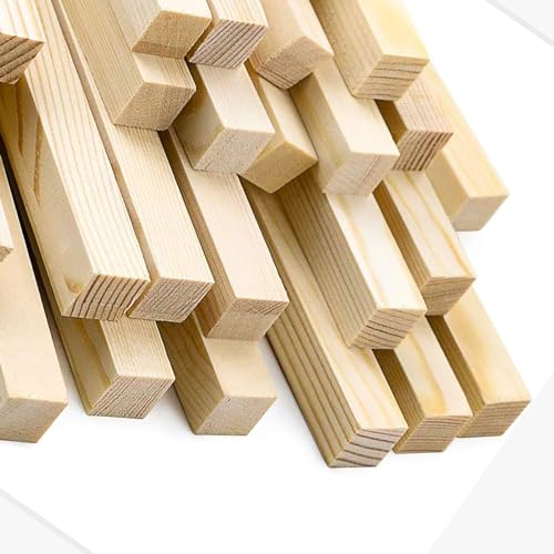 Quadratischer Holzdübelstab, Holzstreifen for Basteln, unbehandelte Kiefernstäbe, natürlicher langer Dübel, 20 cm Länge, 3 cm Dicke, 4er-Pack(3x4cm) von RYRYR