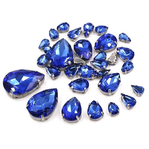 Strasssteine ​​mit flacher Rückseite, reflektierende Diamanten, Bastelbedarf, 20 Stück/Beutel, gemischte Größen, Glaskristall-Fassung for Kleidung/Hochzeitsdekorationen(Light Blue) von RYRYR