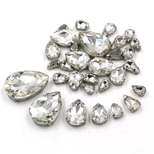 Strasssteine ​​mit flacher Rückseite, reflektierende Diamanten, Bastelbedarf, 20 Stück/Beutel, gemischte Größen, Glaskristall-Fassung for Kleidung/Hochzeitsdekorationen(Wit) von RYRYR