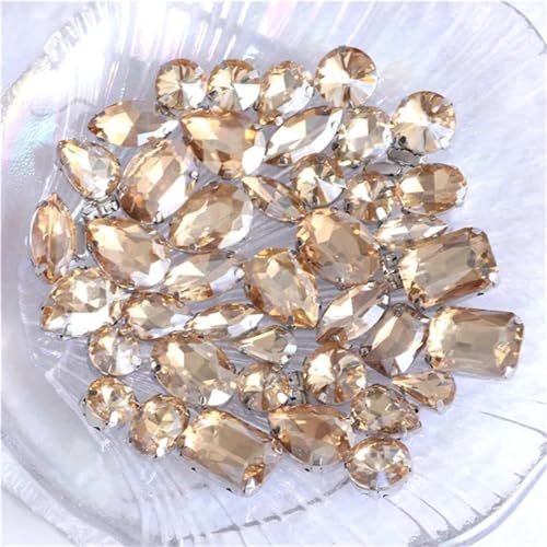 Strasssteine mit flacher Rückseite, reflektierende Diamanten, Bastelbedarf, 50 Stück, gemischte Formen, Glaskristalle for Aufnähen mit Silber, Nähen, DIY-Kleidung, Schuhe, Zubehör(Gold Champagne) Strasssteine mit flacher Rückseite, reflektierende Diamanten, Bastelbedarf, 50 Stück, gemischte Formen, Glaskristalle for Aufnähen mit Silber, Nähen, DIY-Kleidung, Schuhe, Zubehör(Gold Champagne) von RYRYR