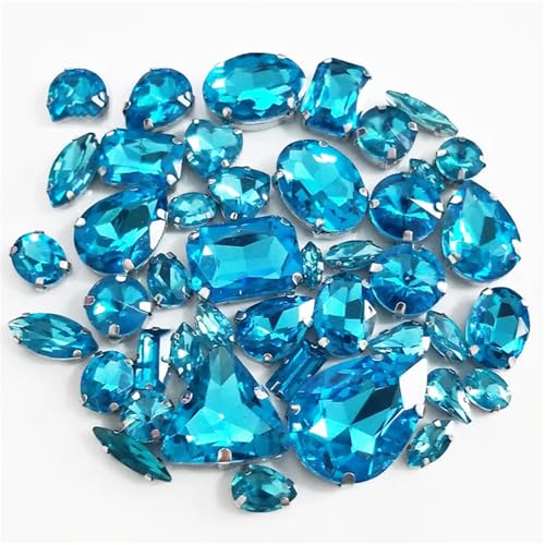 Strasssteine ​​mit flacher Rückseite, reflektierende Diamanten, Bastelbedarf, 50 Stück, gemischte Oberseite, Kristallglas, for Aufnähen for Handarbeiten, Nähsteine ​​für Heimwerker/Kleidung/Hochzeitsk von RYRYR