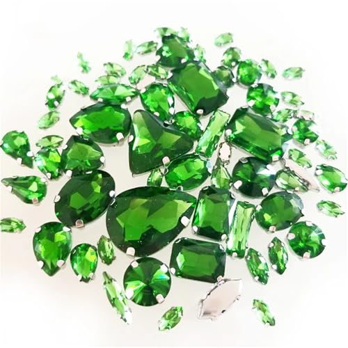 Strasssteine ​​mit flacher Rückseite, reflektierende Diamanten, Bastelbedarf, 50 Stück, gemischte Oberseite, Kristallglas, for Aufnähen for Handarbeiten, Nähsteine ​​für Heimwerker/Kleidung/Hochzeitsk von RYRYR