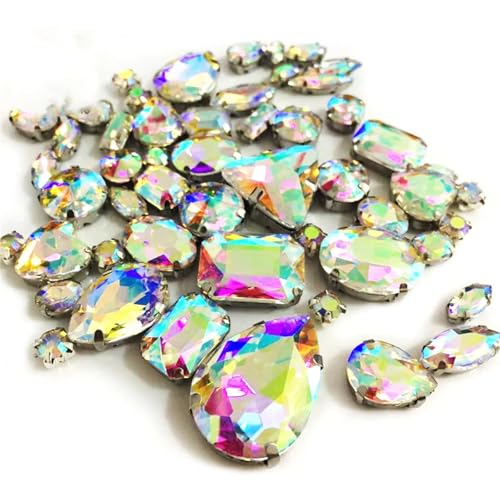 Strasssteine mit flacher Rückseite, reflektierende Diamanten, Bastelbedarf, 50 Stück, gemischte Oberseite, Kristallglas, for Aufnähen for Handarbeiten, Nähsteine für Heimwerker/Kleidung/Hochzeitsk Strasssteine mit flacher Rückseite, reflektierende Diamanten, Bastelbedarf, 50 Stück, gemischte Oberseite, Kristallglas, for Aufnähen for Handarbeiten, Nähsteine für Heimwerker/Kleidung/Hochzeitsk von RYRYR