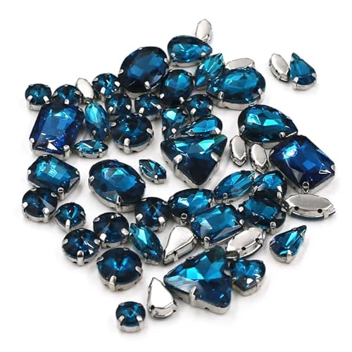 Strasssteine mit flacher Rückseite, reflektierende Diamanten, Bastelbedarf, 50 Stück/Beutel, gemischte Form, Kristallsteine, for Nähen, Splitterfassung, Glas, DIY-Schuh-/Kleidungszubehör(Peacock Blu Strasssteine mit flacher Rückseite, reflektierende Diamanten, Bastelbedarf, 50 Stück/Beutel, gemischte Form, Kristallsteine, for Nähen, Splitterfassung, Glas, DIY-Schuh-/Kleidungszubehör(Peacock Blu von RYRYR