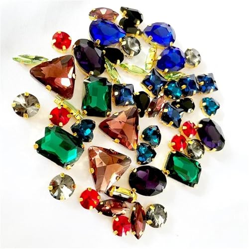 Strasssteine mit flacher Rückseite, reflektierende Diamanten, Bastelbedarf, 50 Stück/Beutel, gemischte Formen, for Aufnähen auf Glas, goldene Kristallschnalle, DIY-Hochzeitsdekorationszubehör(Dark M Strasssteine mit flacher Rückseite, reflektierende Diamanten, Bastelbedarf, 50 Stück/Beutel, gemischte Formen, for Aufnähen auf Glas, goldene Kristallschnalle, DIY-Hochzeitsdekorationszubehör(Dark M von RYRYR