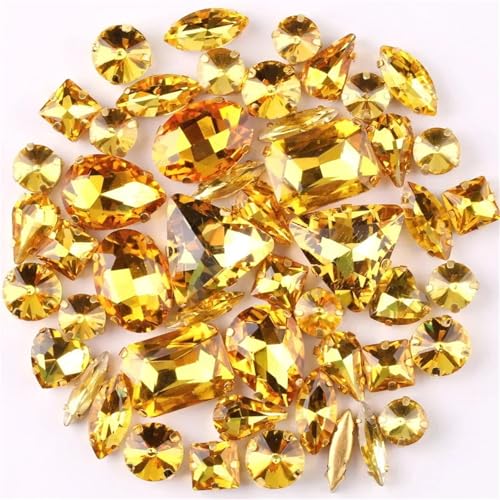 Strasssteine mit flacher Rückseite, reflektierende Diamanten, Bastelbedarf, 50 Stück/Beutel, gemischte Formen, for Aufnähen auf Glas, goldene Kristallschnalle, DIY-Hochzeitsdekorationszubehör(Golden Strasssteine mit flacher Rückseite, reflektierende Diamanten, Bastelbedarf, 50 Stück/Beutel, gemischte Formen, for Aufnähen auf Glas, goldene Kristallschnalle, DIY-Hochzeitsdekorationszubehör(Golden von RYRYR