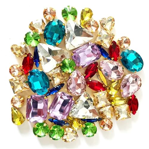 Strasssteine mit flacher Rückseite, reflektierende Diamanten, Bastelbedarf, 50 Stück/Beutel, gemischte Formen, for Aufnähen auf Glas, goldene Kristallschnalle, DIY-Hochzeitsdekorationszubehör(Light Strasssteine mit flacher Rückseite, reflektierende Diamanten, Bastelbedarf, 50 Stück/Beutel, gemischte Formen, for Aufnähen auf Glas, goldene Kristallschnalle, DIY-Hochzeitsdekorationszubehör(Light von RYRYR