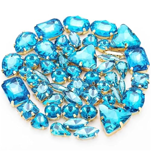 Strasssteine mit flacher Rückseite, reflektierende Diamanten, Bastelbedarf, 50 Stück/Beutel, gemischte Formen, for Aufnähen auf Glas, goldene Kristallschnalle, DIY-Hochzeitsdekorationszubehör(Lake B Strasssteine mit flacher Rückseite, reflektierende Diamanten, Bastelbedarf, 50 Stück/Beutel, gemischte Formen, for Aufnähen auf Glas, goldene Kristallschnalle, DIY-Hochzeitsdekorationszubehör(Lake B von RYRYR