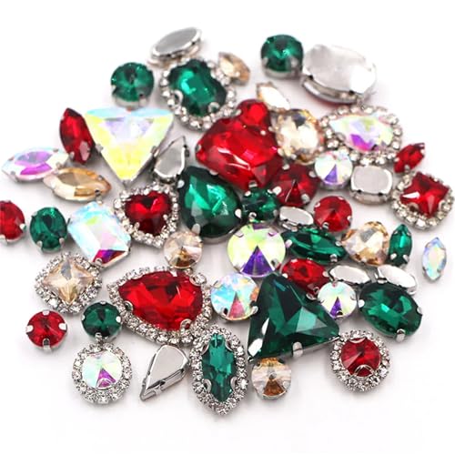 Strasssteine mit flacher Rückseite, reflektierende Diamanten, Bastelbedarf, 50 Stück/Packung, gemischte Größen, Form, Becherkette, Kristallsteine, Splitterfassung, Glas, Nähzubehör for Kleidung(Chri Strasssteine mit flacher Rückseite, reflektierende Diamanten, Bastelbedarf, 50 Stück/Packung, gemischte Größen, Form, Becherkette, Kristallsteine, Splitterfassung, Glas, Nähzubehör for Kleidung(Chri von RYRYR