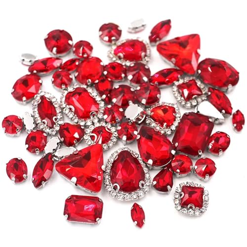Strasssteine mit flacher Rückseite, reflektierende Diamanten, Bastelbedarf, 50 Stück/Packung, gemischte Größen, Form, Becherkette, Kristallsteine, Splitterfassung, Glas, Nähzubehör for Kleidung(Red) Strasssteine mit flacher Rückseite, reflektierende Diamanten, Bastelbedarf, 50 Stück/Packung, gemischte Größen, Form, Becherkette, Kristallsteine, Splitterfassung, Glas, Nähzubehör for Kleidung(Red) von RYRYR