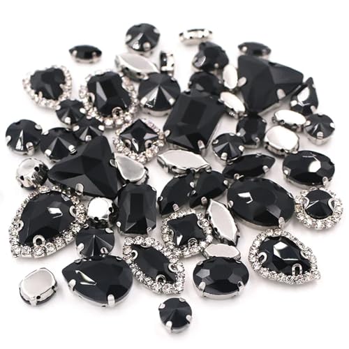 Strasssteine mit flacher Rückseite, reflektierende Diamanten, Bastelbedarf, 50 Stück/Packung, gemischte Größen, Form, Becherkette, Kristallsteine, Splitterfassung, Glas, Nähzubehör for Kleidung(Blac Strasssteine mit flacher Rückseite, reflektierende Diamanten, Bastelbedarf, 50 Stück/Packung, gemischte Größen, Form, Becherkette, Kristallsteine, Splitterfassung, Glas, Nähzubehör for Kleidung(Blac von RYRYR
