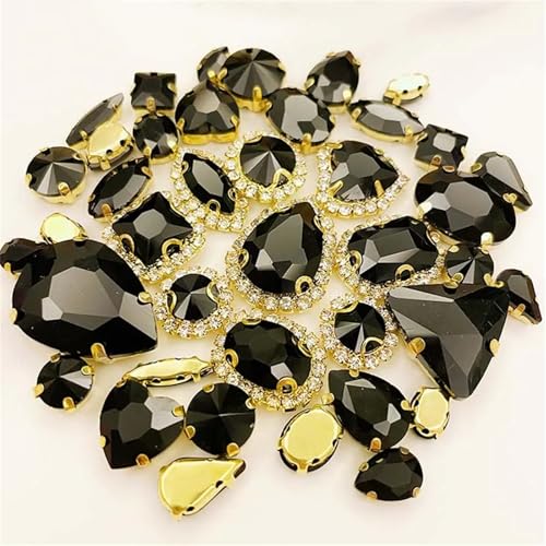 Strasssteine mit flacher Rückseite, reflektierende Diamanten, Bastelbedarf, Kristallglas, 58 Stück, gemischte Formen, goldene Unterseite, Nähen, Verwendung for Handarbeiten, DIY-Kleidungszubehör(Bla Strasssteine mit flacher Rückseite, reflektierende Diamanten, Bastelbedarf, Kristallglas, 58 Stück, gemischte Formen, goldene Unterseite, Nähen, Verwendung for Handarbeiten, DIY-Kleidungszubehör(Bla von RYRYR