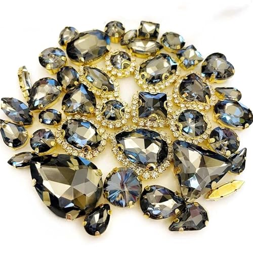 Strasssteine mit flacher Rückseite, reflektierende Diamanten, Bastelbedarf, Kristallglas, 58 Stück, gemischte Formen, goldene Unterseite, Nähen, Verwendung for Handarbeiten, DIY-Kleidungszubehör(Gra Strasssteine mit flacher Rückseite, reflektierende Diamanten, Bastelbedarf, Kristallglas, 58 Stück, gemischte Formen, goldene Unterseite, Nähen, Verwendung for Handarbeiten, DIY-Kleidungszubehör(Gra von RYRYR