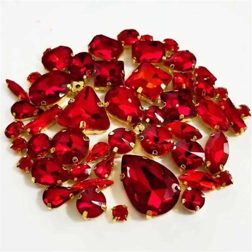 Strasssteine mit flacher Rückseite, reflektierende Diamanten, Bastelbedarf, Mix, 58 Stück, Oberseite aus Kristallglas, glänzendes Gold, Unterseite rot, for Aufnähen, for Handarbeiten, DIY/Kleidungsz Strasssteine mit flacher Rückseite, reflektierende Diamanten, Bastelbedarf, Mix, 58 Stück, Oberseite aus Kristallglas, glänzendes Gold, Unterseite rot, for Aufnähen, for Handarbeiten, DIY/Kleidungsz von RYRYR