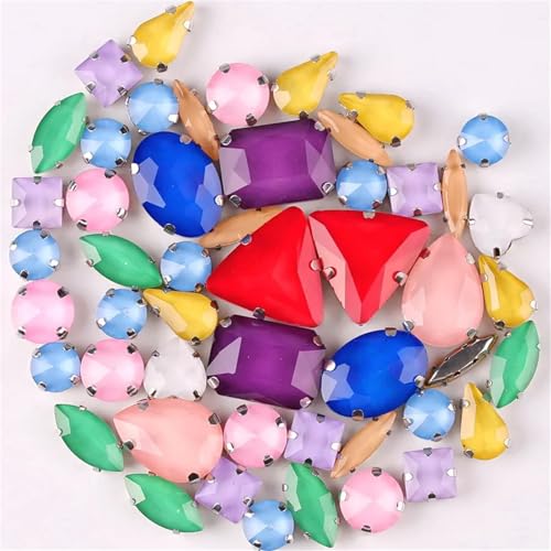 Strasssteine mit flacher Rückseite, reflektierende Diamanten, Bastelbedarf, Silberfassung, 50 Stück/Beutel, Formen, Mix, Glaskristall, for Aufnähen auf Hochzeitskleider, Schuhe, DIY-Besatz(Jelly Can Strasssteine mit flacher Rückseite, reflektierende Diamanten, Bastelbedarf, Silberfassung, 50 Stück/Beutel, Formen, Mix, Glaskristall, for Aufnähen auf Hochzeitskleider, Schuhe, DIY-Besatz(Jelly Can von RYRYR