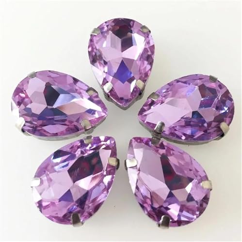 Strasssteine ​​mit flacher Rückseite, reflektierende Diamanten, Bastelbedarf, Wassertropfen, Kristallglas, for Aufnähen, Strasssteine(Purple,20x30mm) von RYRYR