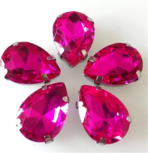 Strasssteine ​​mit flacher Rückseite, reflektierende Diamanten, Bastelbedarf, Wassertropfen, Kristallglas, for Aufnähen, Strasssteine(Rose Red,6x10mm) von RYRYR