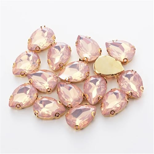 Strasssteine ​​mit flacher Rückseite, reflektierende Diamanten, Bastelbedarf, gemischt, 50 Stück, Gold, Champange, Opal, Kunstharz, Aufnähsteine ​​für Dekoration, DIY, Schuhe, Zubehör(Drop 8x13mm) von RYRYR