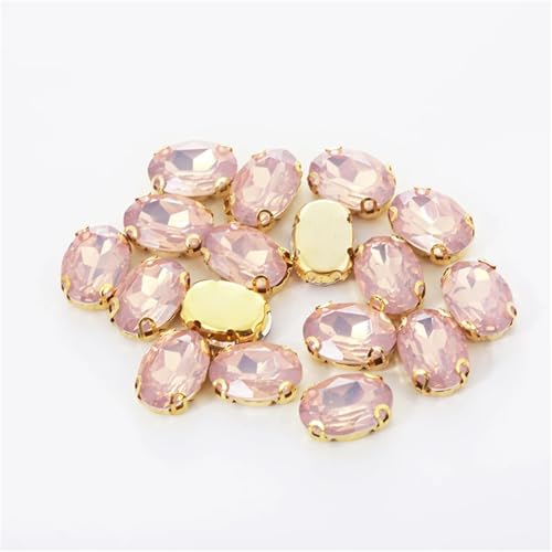 Strasssteine ​​mit flacher Rückseite, reflektierende Diamanten, Bastelbedarf, gemischt, 50 Stück, Gold, Champange, Opal, Kunstharz, Aufnähsteine ​​für Dekoration, DIY, Schuhe, Zubehör(Oval 10x14mm) von RYRYR