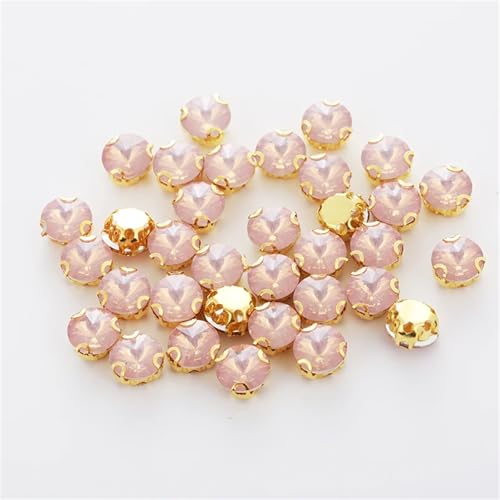 Strasssteine ​​mit flacher Rückseite, reflektierende Diamanten, Bastelbedarf, gemischt, 50 Stück, Gold, Champange, Opal, Kunstharz, Aufnähsteine ​​für Dekoration, DIY, Schuhe, Zubehör(Round 8mm) von RYRYR