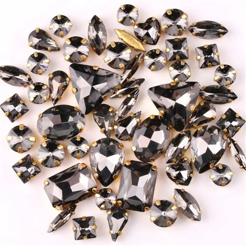 Strasssteine mit flacher Rückseite, reflektierende Diamanten, Bastelbedarf, goldfarbene Metallfassung, 50 Stück/Beutel, Formen, verschiedene Farben, Glaskristall, for Aufnähen, for Hochzeitskleider, Strasssteine mit flacher Rückseite, reflektierende Diamanten, Bastelbedarf, goldfarbene Metallfassung, 50 Stück/Beutel, Formen, verschiedene Farben, Glaskristall, for Aufnähen, for Hochzeitskleider, von RYRYR