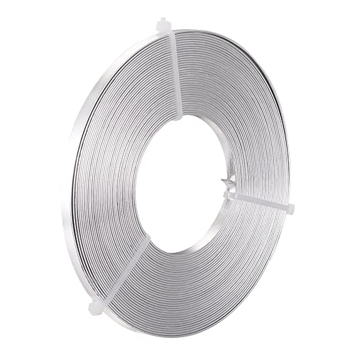 5 Rollen mit 5 mm x 4 m flachem Aluminiumdraht for die Schmuckherstellung und Heimwerkerarbeiten – langlebiger silberfarbener Metalldraht von RZAJMADEU