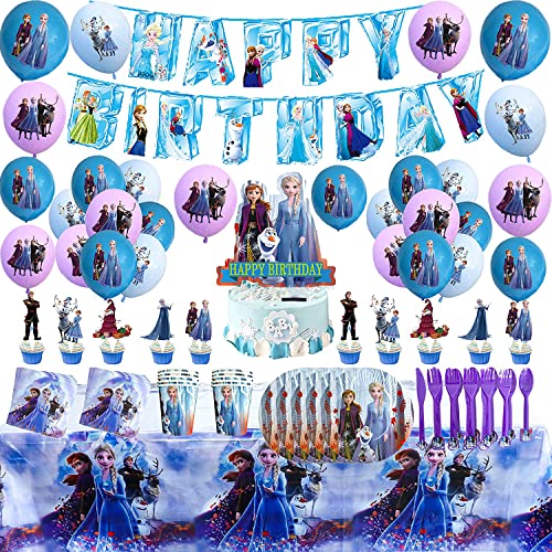 Geburtstag Deko Frozen Luftballons Frozen Partygeschirr Eiskönigin Geschirr Tischdeko Frozen Geburtstagfahne Frozen Kuchendeko Eiskönigin Geburtstag Deko von RZDQZY