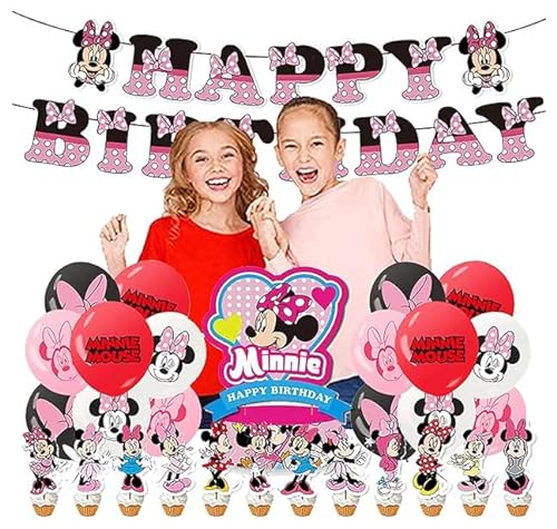 Geburtstag Deko Mickey Minnie Mouse Luftballons Minnie Mouse Geburtstag Girlande Minnie Geburtstag Party Deko Mickey Minnie Mouse Kuchen Topper Minnie Mouse Helium Luftballons von RZDQZY