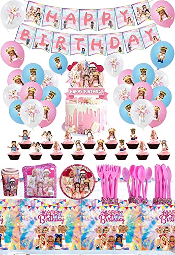 Geburtstag Deko Roblox Luftballons Alles Gute Zum Geburtstagfahne Game Geschirr Tischdeko Kuchendeckel für Spielliebhaber Geburtstagsfeier Dekoration von RZDQZY